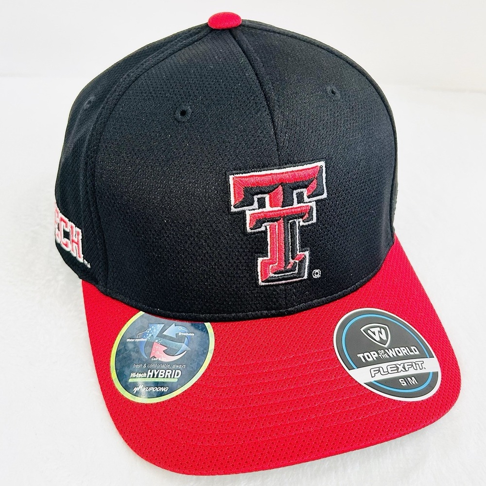 Top of the World Texas Tech Red Raiders Victory Hat Cap Stretch Flex S/M Black
